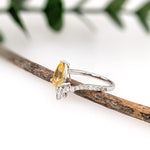 1.4ct Yellow Sapphire Ring w Earth Mined Diamonds in Solid 14K Gold | Pear 9x6mm