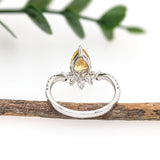 1.4ct Yellow Sapphire Ring w Earth Mined Diamonds in Solid 14K Gold | Pear 9x6mm