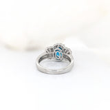 4.1ct Blue Zircon Ring w Earth Mined Diamonds in Solid 14K Gold | Oval 8x6mm