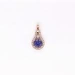 1ct Tanzanite Pendant w Earth Mined Diamonds in Solid 14K Rose Gold | Round 6mm