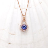 1ct Tanzanite Pendant w Earth Mined Diamonds in Solid 14K Rose Gold | Round 6mm