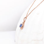 1ct Tanzanite Pendant w Earth Mined Diamonds in Solid 14K Rose Gold | Round 6mm