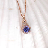 1ct Tanzanite Pendant w Earth Mined Diamonds in Solid 14K Rose Gold | Round 6mm