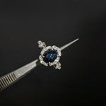 3.5ct Star Sapphire Ring w Earth Mined Diamonds Diamonds in Solid 14K White Gold