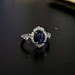 3.5ct Star Sapphire Ring w Earth Mined Diamonds Diamonds in Solid 14K White Gold