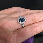 3.5ct Star Sapphire Ring w Earth Mined Diamonds Diamonds in Solid 14K White Gold