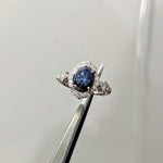 3.5ct Star Sapphire Ring w Earth Mined Diamonds Diamonds in Solid 14K White Gold