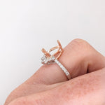 Ring Semi Mount w Earth Mined Diamonds in Solid 14K Gold | Pear Shape 10x6.5mm