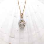 Pendant Semi Mount w Earth Mined Diamonds in Solid 14K Gold | Round 6mm