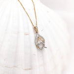 Pendant Semi Mount w Earth Mined Diamonds in Solid 14K Gold | Round 6mm