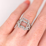 Ring Semi Mount w Earth Mined Diamonds in Solid 14K Gold | EM 14x10mm