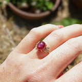 4.7ct Star Ruby Ring w Diamond Accents