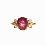 4.7ct Star Ruby Ring w Diamond Accents