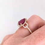 3.1ct Red Ruby Ring w Earth Mined Diamonds in Solid 14K Gold | Pear Shape 10x8mm