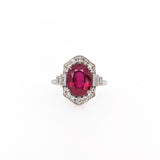 4.3ct Red Ruby Ring w Earth Mined Diamonds in Solid 14K Gold | Oval 10x8mm