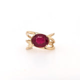 4.7ct Red Ruby Ring in Solid 14K Yellow Gold | Oval 11.5x8.2mm | Solitaire Ring