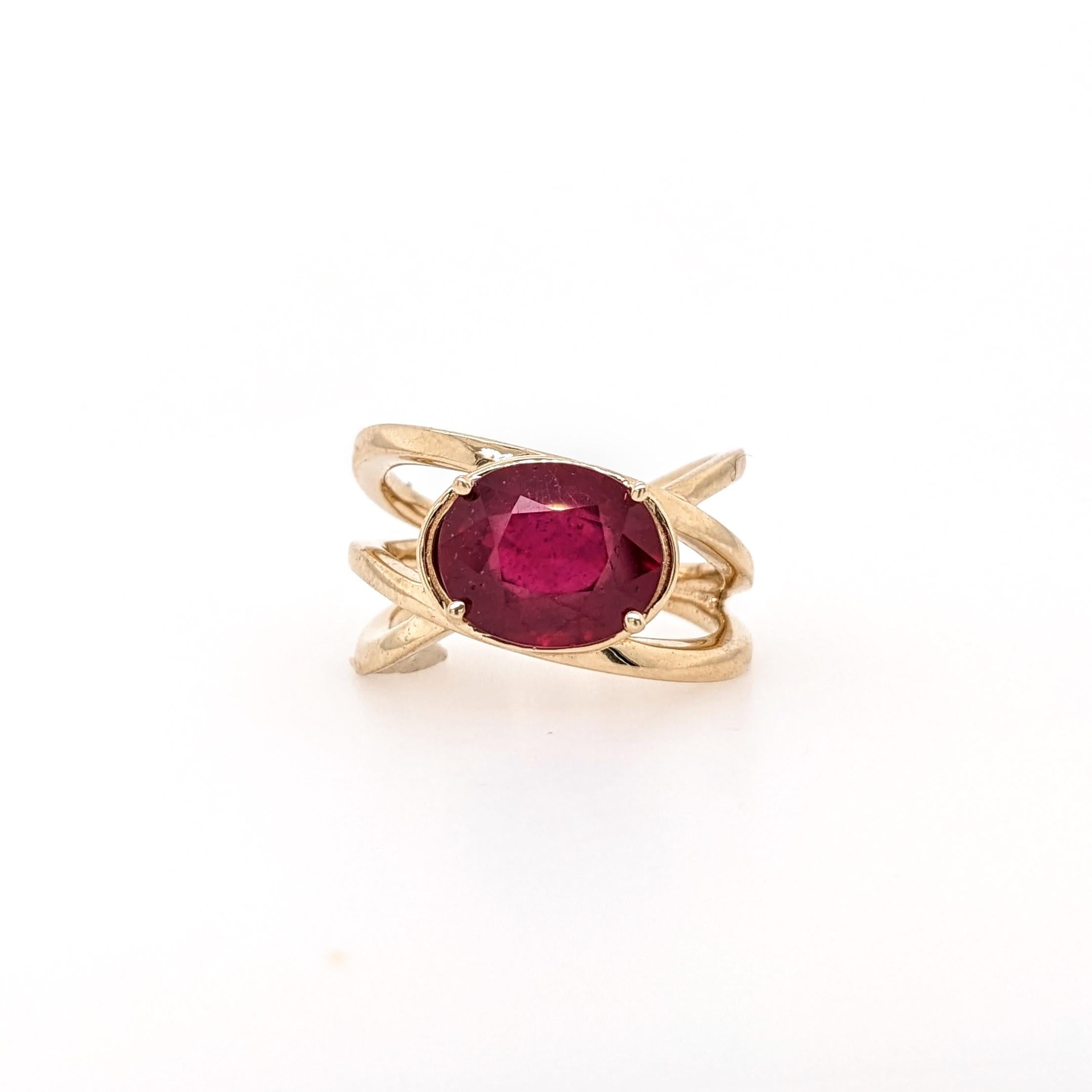 4.7ct Red Ruby Ring in Solid 14K Yellow Gold | Oval 11.5x8.2mm | Solitaire Ring