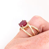 4.7ct Red Ruby Ring in Solid 14K Yellow Gold | Oval 11.5x8.2mm | Solitaire Ring