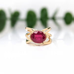 4.7ct Red Ruby Ring in Solid 14K Yellow Gold | Oval 11.5x8.2mm | Solitaire Ring