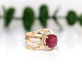 4.7ct Red Ruby Ring in Solid 14K Yellow Gold | Oval 11.5x8.2mm | Solitaire Ring