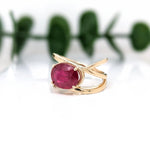 4.7ct Red Ruby Ring in Solid 14K Yellow Gold | Oval 11.5x8.2mm | Solitaire Ring