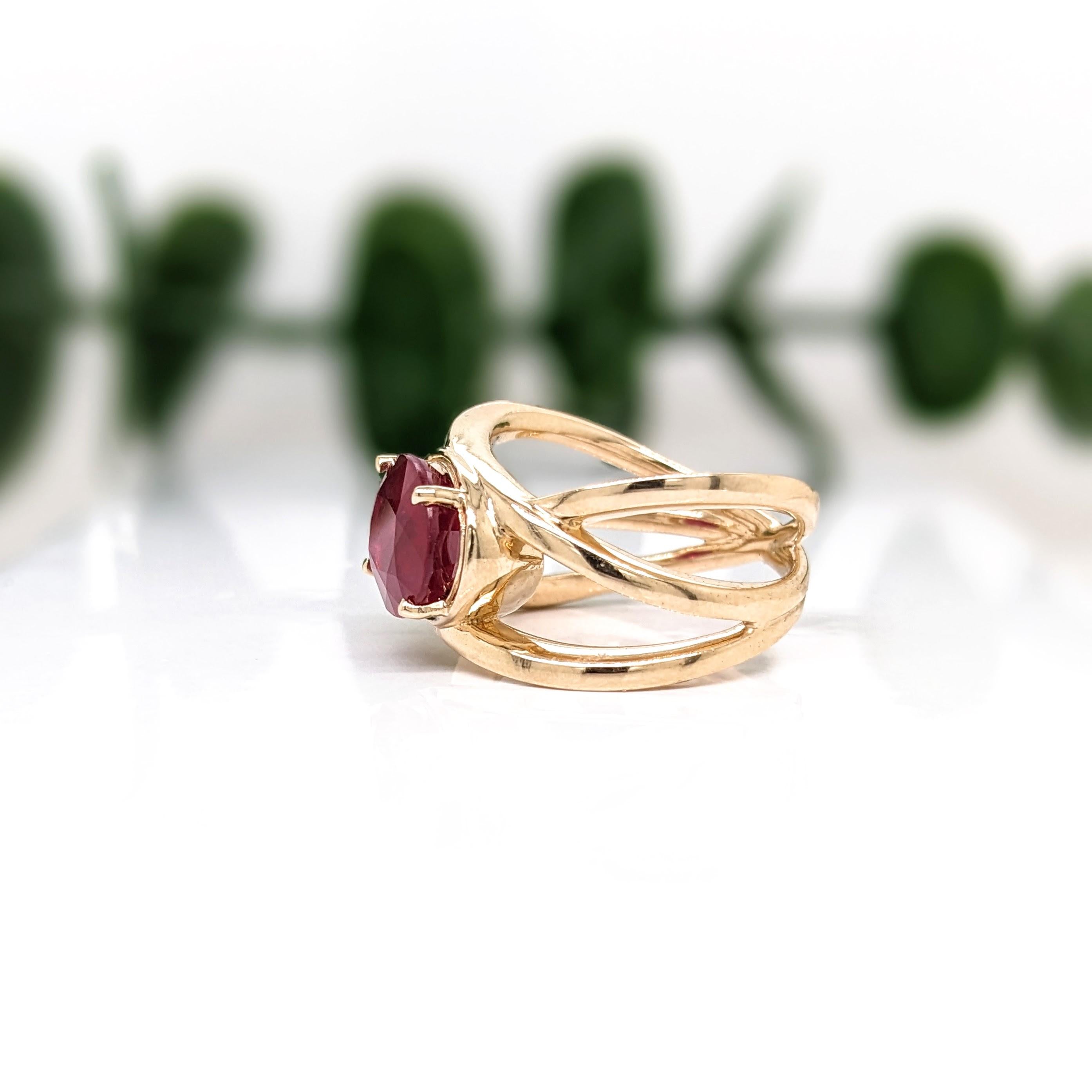 4.7ct Red Ruby Ring in Solid 14K Yellow Gold | Oval 11.5x8.2mm | Solitaire Ring