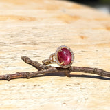 5ct Star Ruby Ring w Earth Mined Diamonds in Solid 14K Yellow Gold | Oval 11x8mm