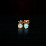 Four Prong Round Opal Stud Earrings | Solitaire Studs