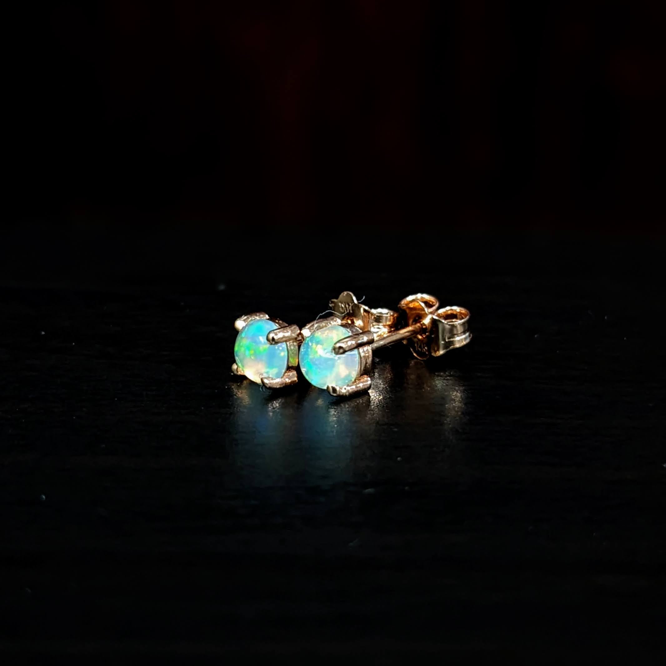 Four Prong Round Opal Stud Earrings | Solitaire Studs