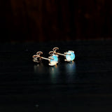 Four Prong Round Opal Stud Earrings | Solitaire Studs