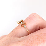 Ring Semi Mount w Earth Mined Diamonds in Solid 14K Gold | Marquise 5.3x2.7mm