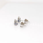 Blue Sapphire Stud Earrings w Earth Mined Diamonds in Solid 14K Gold | Round 3.5