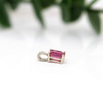 Red Ruby Pendant in Solid 14K White Gold | Emerald Cut 6x4mm | Solitaire Pendant