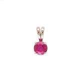 Red Ruby Pendant in Solid 14K White Gold | Round 5mm | Solitaire Pendant