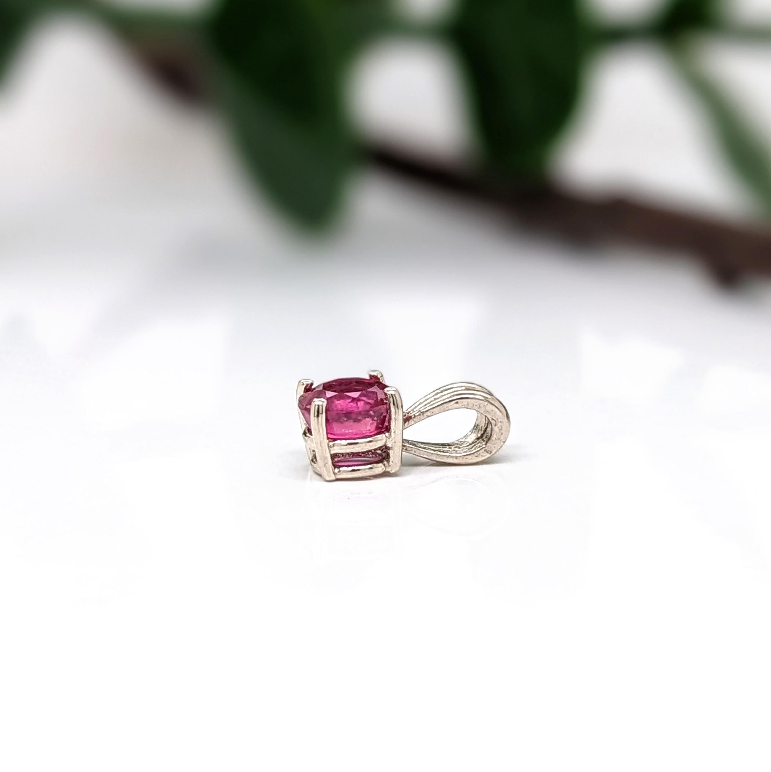 Red Ruby Pendant in Solid 14K White Gold | Round 5mm | Solitaire Pendant