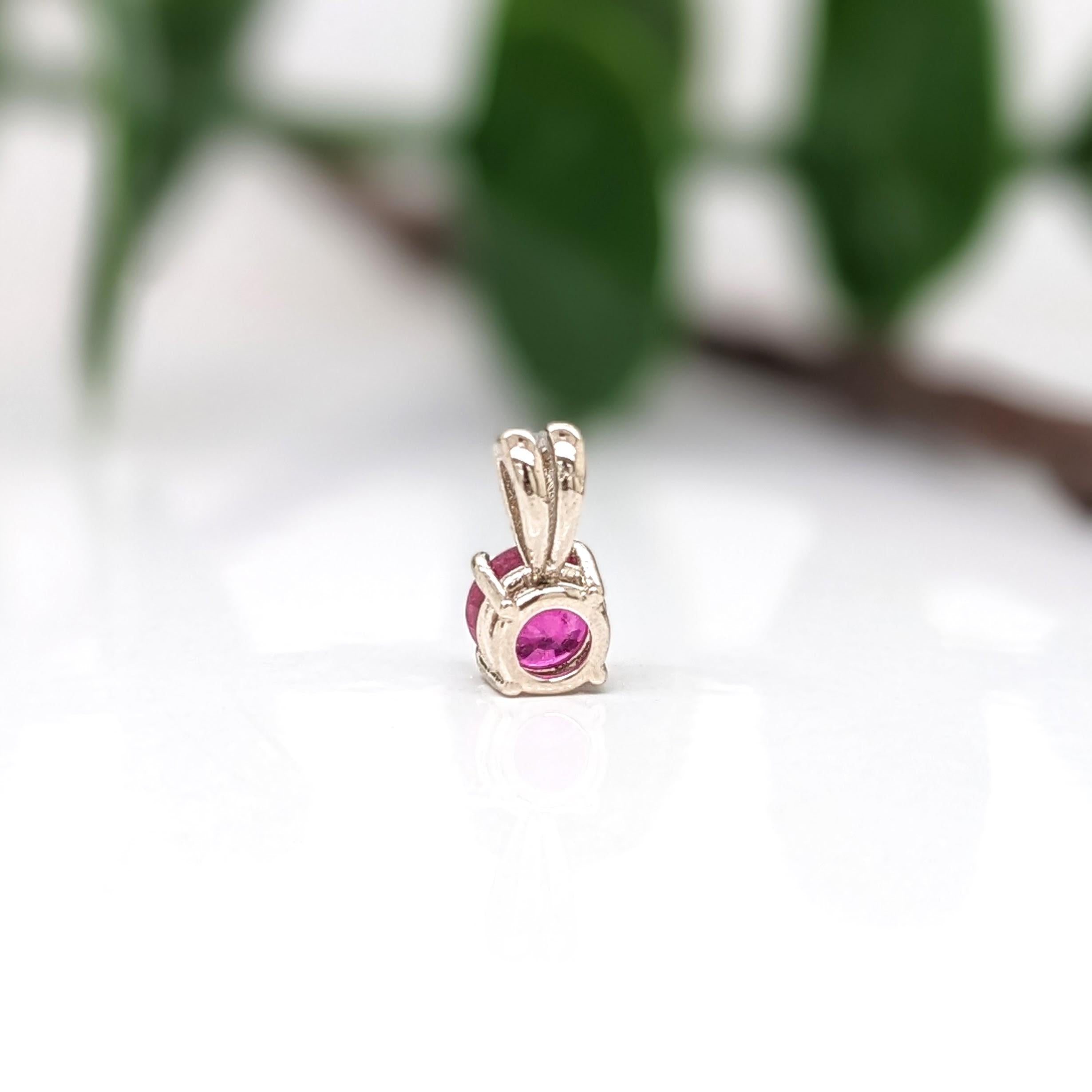 Red Ruby Pendant in Solid 14K White Gold | Round 5mm | Solitaire Pendant