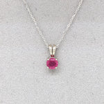 Red Ruby Pendant in Solid 14K White Gold | Round 5mm | Solitaire Pendant