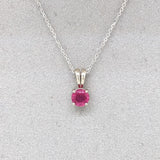 Red Ruby Pendant in Solid 14K White Gold | Round 5mm | Solitaire Pendant