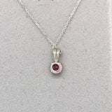 Red Ruby Pendant in Solid 14K White Gold | Round 5mm | Solitaire Pendant