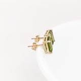 Peridot Stud Earrings 14K Solid Gold | Green Peridot Earrings | Emerald Cut Cut 6x4mm 7x5mm 8x6mm 9x7mm 10x8mm | August Birthstone Jewelry