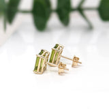 Peridot Stud Earrings 14K Solid Gold | Green Peridot Earrings | Emerald Cut Cut 6x4mm 7x5mm 8x6mm 9x7mm 10x8mm | August Birthstone Jewelry