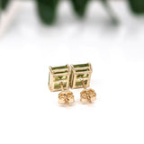 Peridot Stud Earrings 14K Solid Gold | Green Peridot Earrings | Emerald Cut Cut 6x4mm 7x5mm 8x6mm 9x7mm 10x8mm | August Birthstone Jewelry