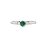Solitaire Emerald Ring in Solid 14K Gold | Round 4mm | May Birthstone