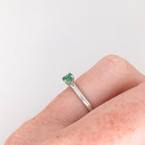 Emerald Solitaire Ring in Solid 14K White Gold | Round 4mm