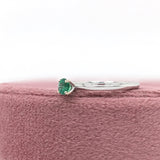 Emerald Solitaire Ring in Solid 14K White Gold | Round 4mm