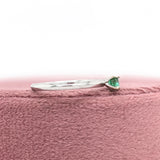 Emerald Solitaire Ring in Solid 14K White Gold | Round 4mm