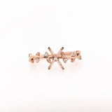 Ring Semi Mount w Earth Mined Diamonds in Solid 14K Gold | Emerald cut 7x5mm