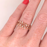 Ring Semi Mount w Earth Mined Diamonds in Solid 14K Gold | Emerald cut 7x5mm