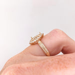 Ring Semi Mount w Earth Mined Diamonds in Solid 14K Gold | Pear Shape 9.5x5mm