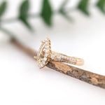 Ring Semi Mount w Earth Mined Diamonds in Solid 14K Gold | Pear Shape 9.5x5mm